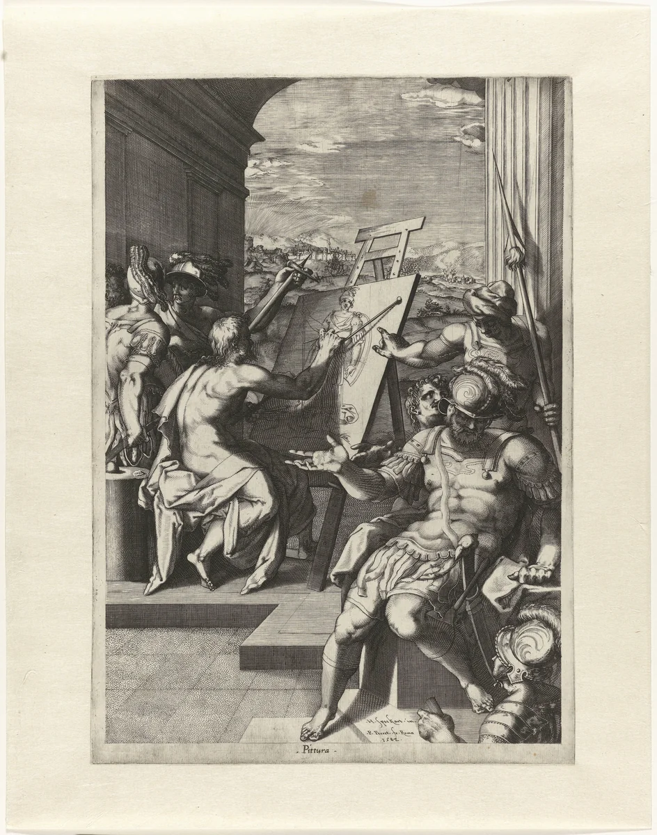 Allegorie op de schilderkunst by Unknown, print, 1582