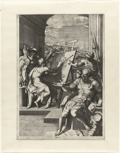 Allegorie op de schilderkunst by Unknown, print, 1582
