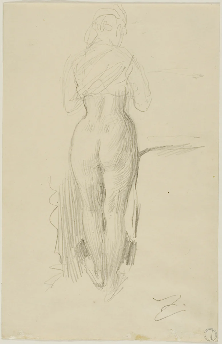 Standing Female Figure Seen from Behind by Anders Zorn, drawing, 1880-1920