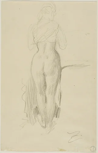 Standing Female Figure Seen from Behind by Anders Zorn, drawing, 1880-1920