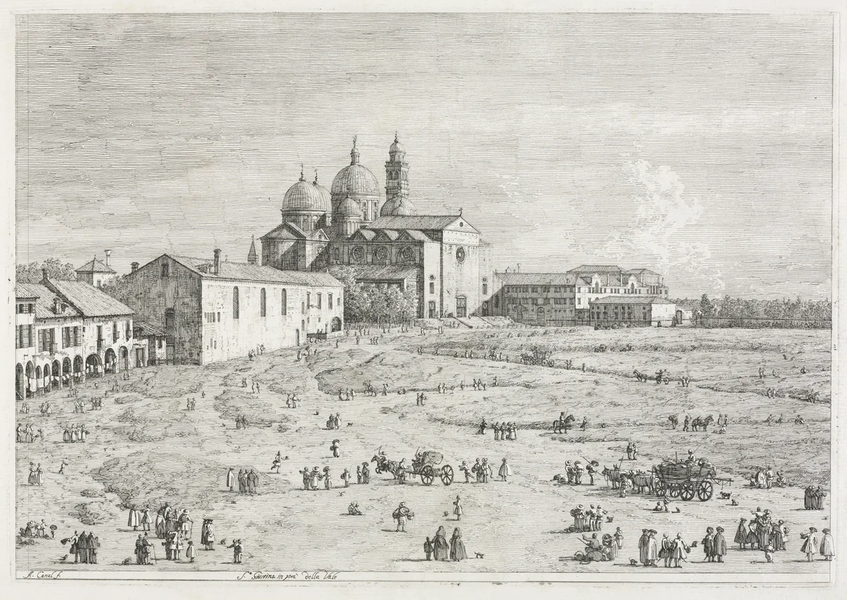 Views: Church of Saint Justina in Prà della Valle, Padua by Antonio Canaletto, print, 1735-1746