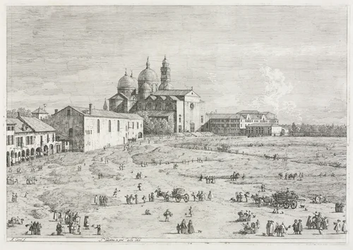 Views: Church of Saint Justina in Prà della Valle, Padua by Antonio Canaletto, print, 1735-1746