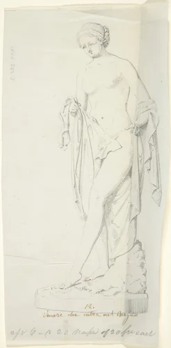 Sketch of a statue: Venus Entering the Bath by John Gibson, drawing, 1845-1855