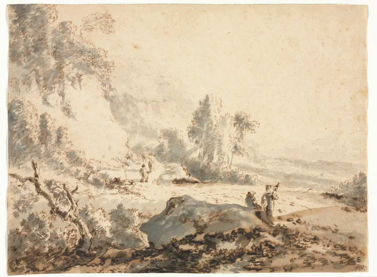 Landscape by anonymous, drawing, 1700-1799