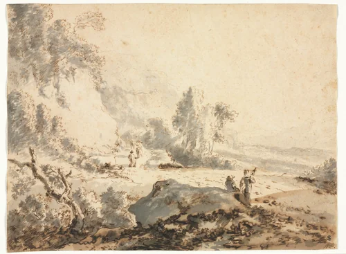 Landscape by anonymous, drawing, 1700-1799