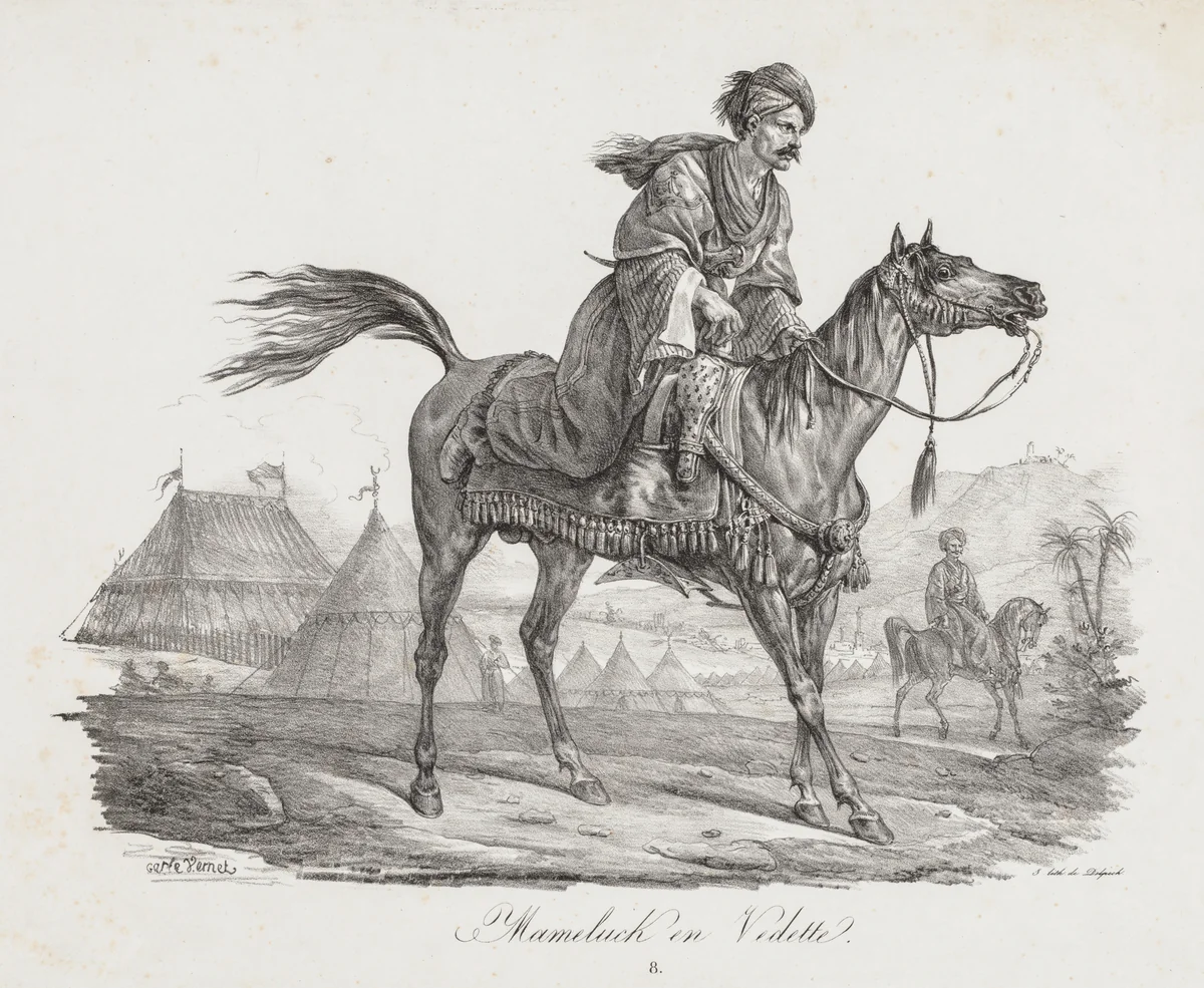 Large Suite of Horses: Mounted Mamelucke by Carle Vernet, print, 1813-1823