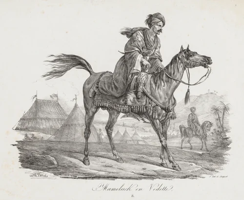 Large Suite of Horses: Mounted Mamelucke by Carle Vernet, print, 1813-1823