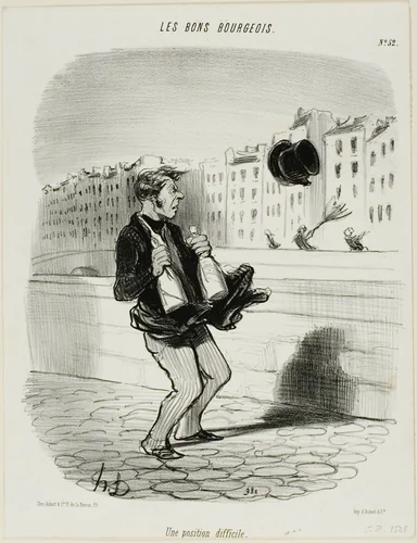 An Awkward Situation, plate 52 from Les Bons Bourgeois by Honoré-Victorin Daumier, print, 1847