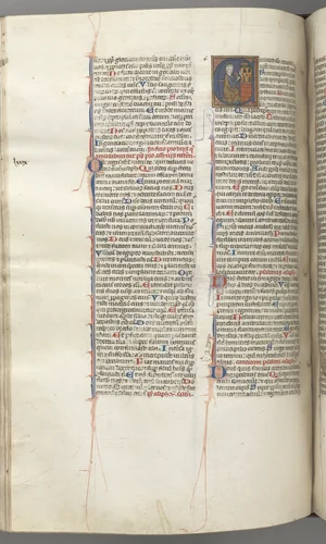 Fol. 227v, Psalm 80, historiated initial E, David hitting a carillon of hells by Unknown, book, 1270-1300