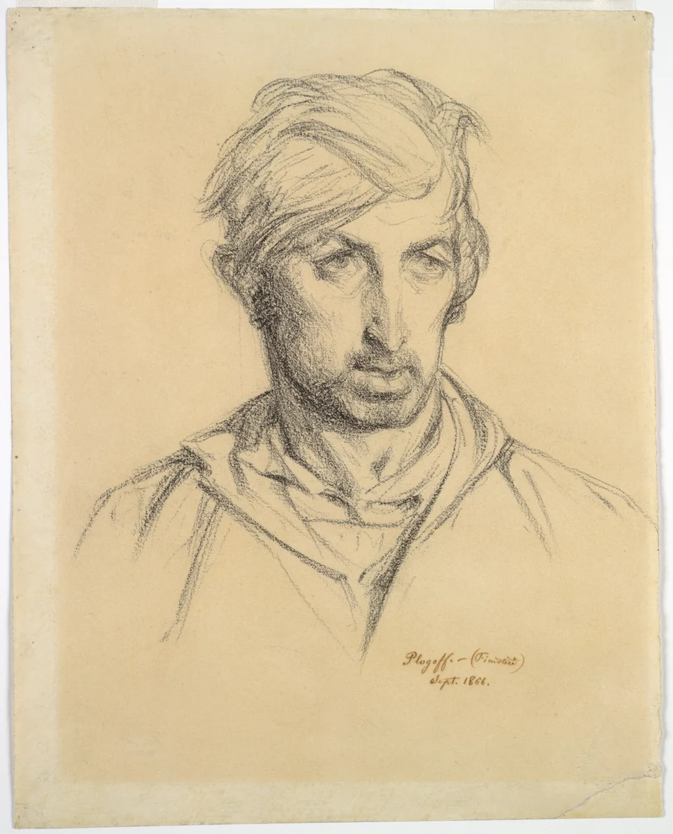 Head of a Man by Henri Regnault, drawing, 1866