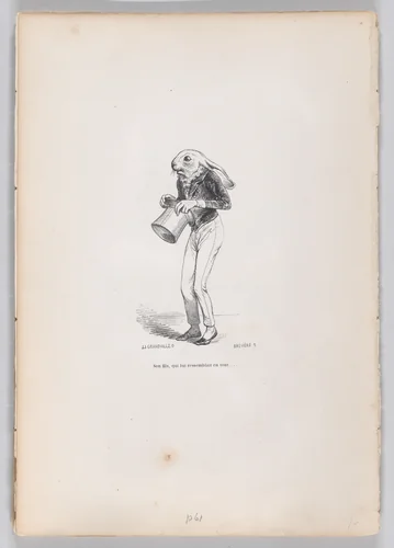 His son, who looked like him in every way ..., from "Scenes from the Private and Public Life of Animals" by J. J. Grandville, print, 1832-1852