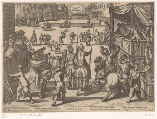 Februari: een toernooi (vissen) by Antonio Tempesta, print, 1599