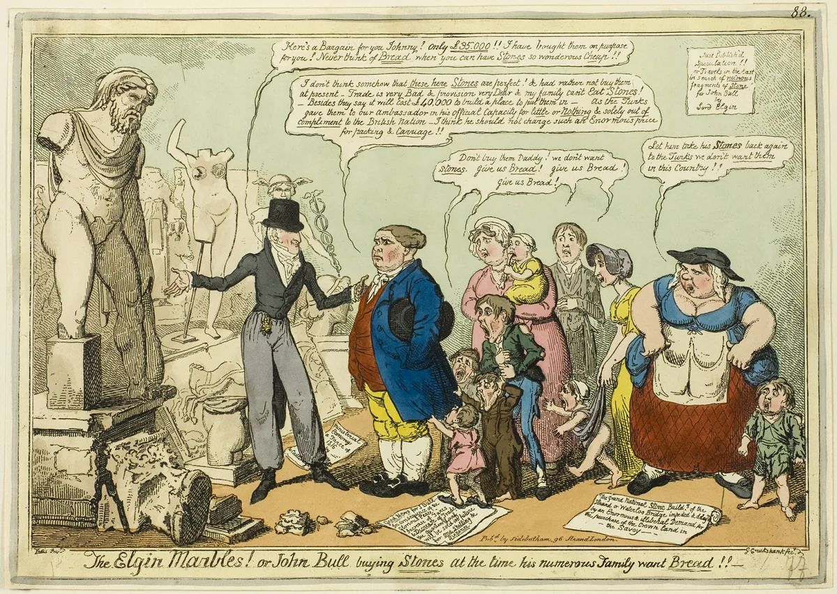 The Elgin Marbles! by George Cruikshank, print, 1816