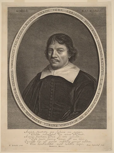 Adriaen Heereboord by Jonas Suyderhoff; Pieter Dubordieu, print, 1647