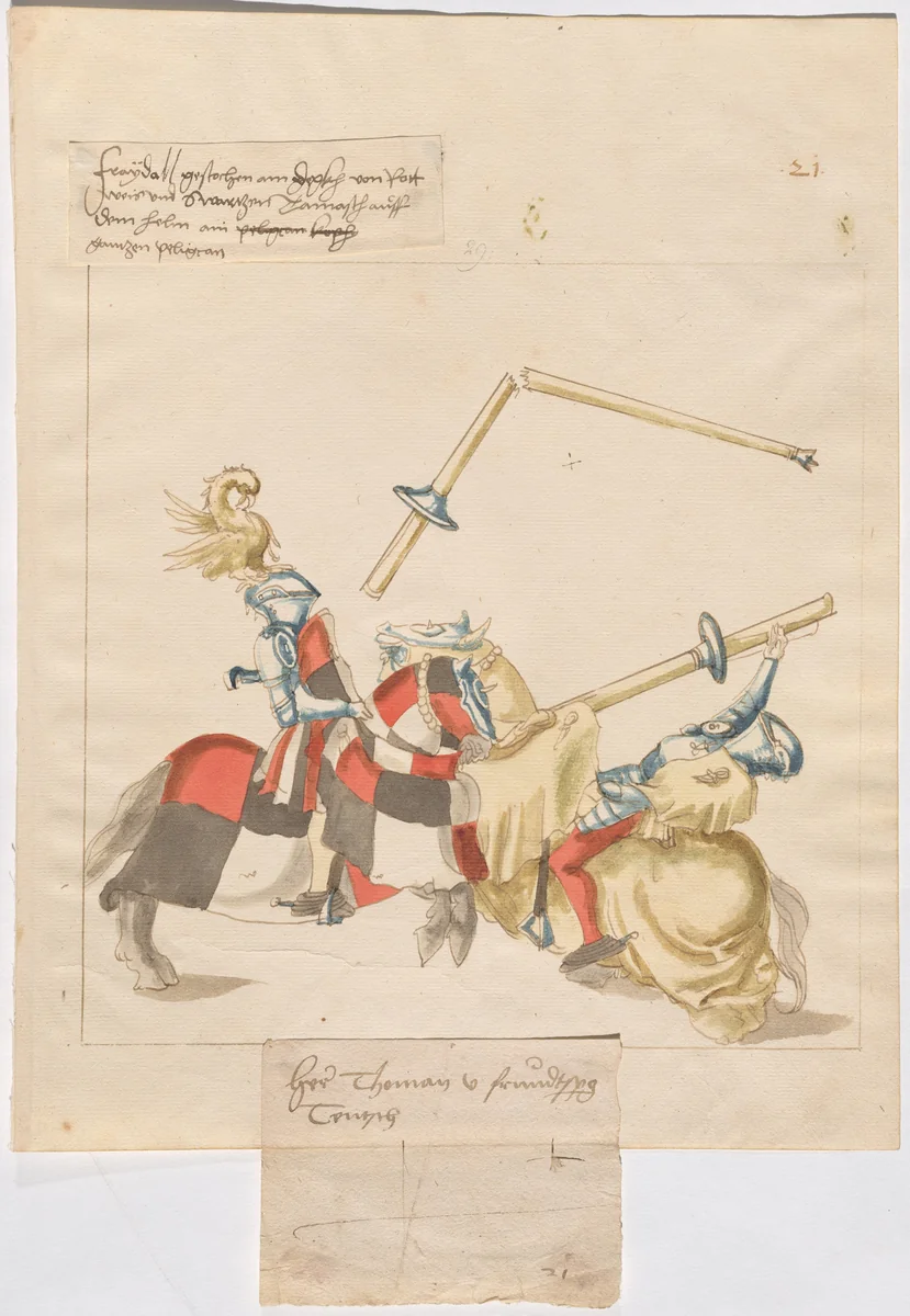 German Joust of Peace by German 16th Century, drawing, 1515