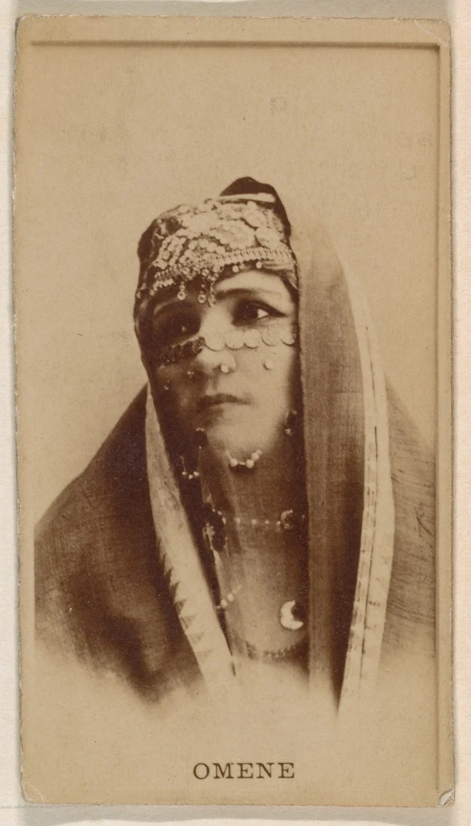 Omene, from the Actresses series (N245) issued by Kinney Brothers to promote Sweet Caporal Cigarettes by Kinney Brothers Tobacco Company, photograph, 1890