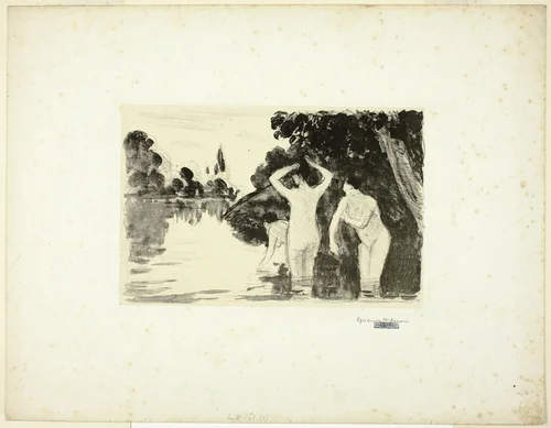 Women Bathing: Day by Camille Pissarro, print, 1890-1900