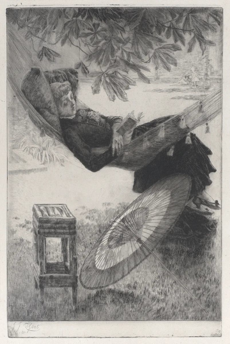 The Hammock by James Tissot, print, 1880