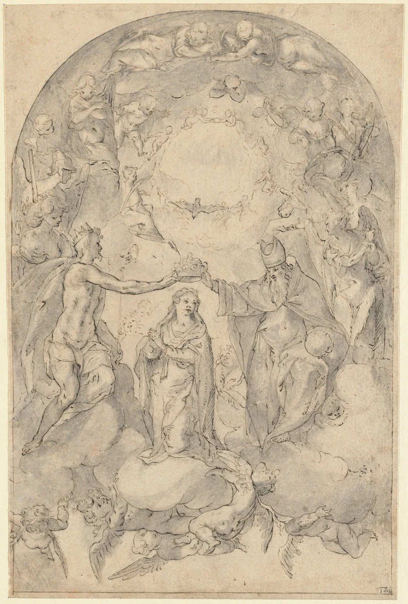 The Assumption and Coronation of the Virgin by Matthäus Gundelach, drawing, 1615