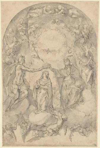 The Assumption and Coronation of the Virgin by Matthäus Gundelach, drawing, 1615