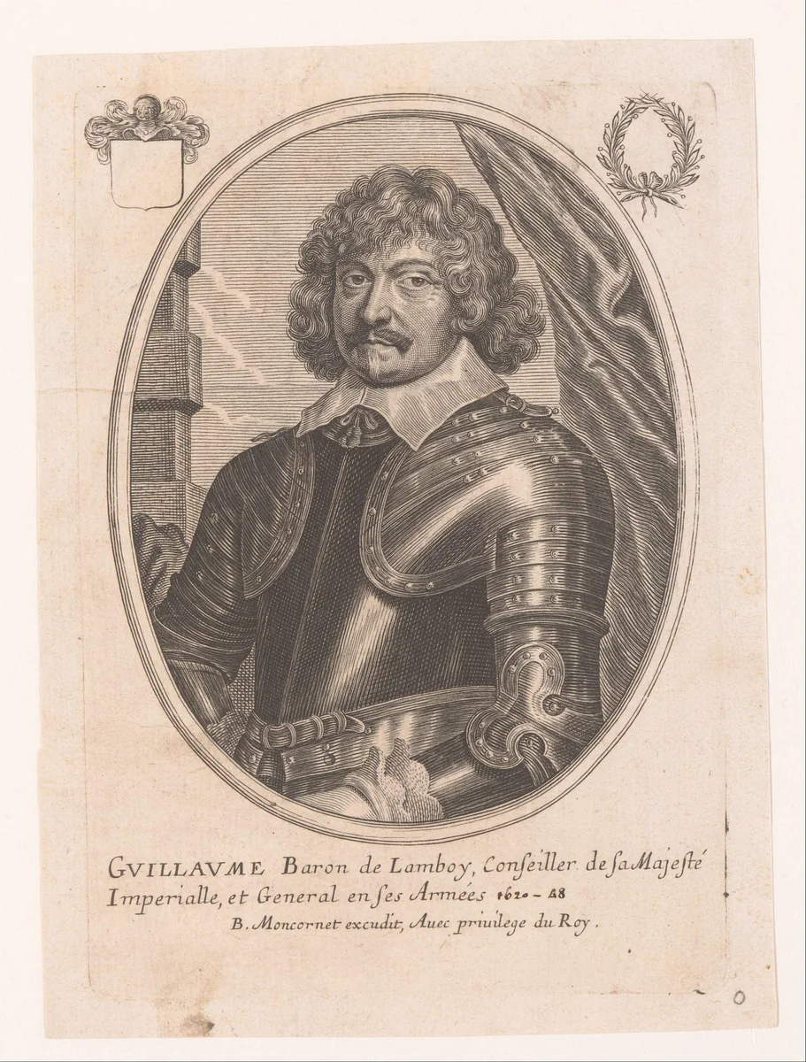 Portret van Guillaume de Lamboy by anonymous, print, 1630-1668