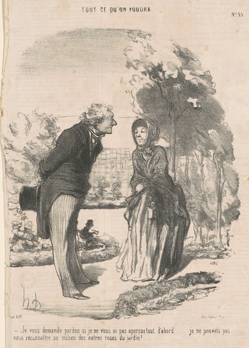 Je vous demande pardo si je ne vous ai pas apercue ... by Honoré Daumier, print, 1850