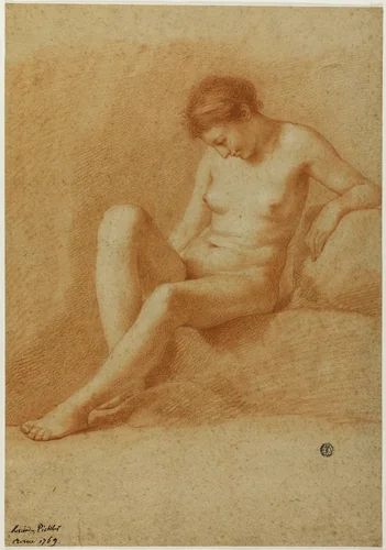 Seated Female Nude by Antonio Pichler, drawing, 1769