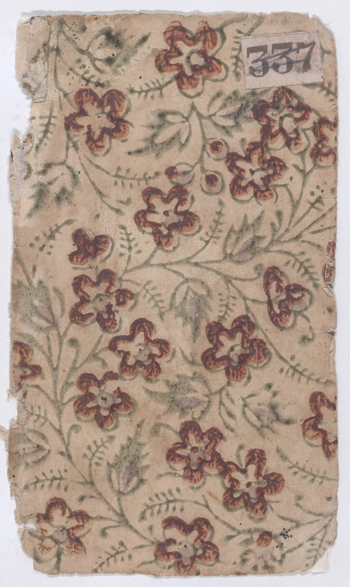 Sheet with an overall floral pattern by anonymous, print, 1800-1900