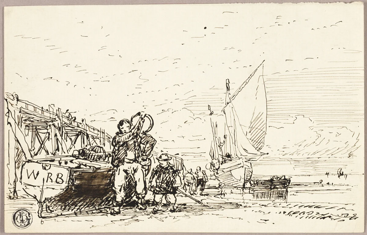 Harbor Scene by William Roxby Beverley, drawing, 1831-1889