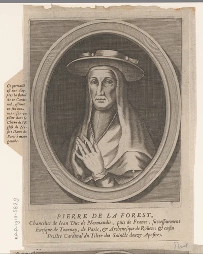 Portret van Pierre de La Forest by Etienne Picart, print, 1660