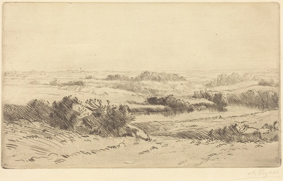 Banks of the Yanne (Les bords de la Yanne) by Alphonse Legros, print, 1877-1900
