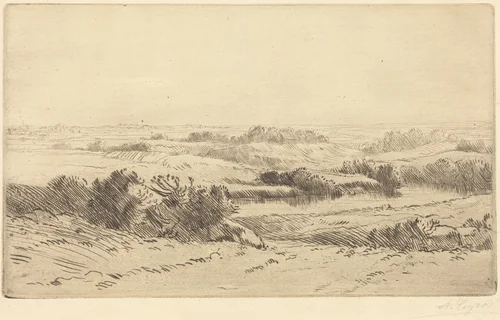 Banks of the Yanne (Les bords de la Yanne) by Alphonse Legros, print, 1877-1900