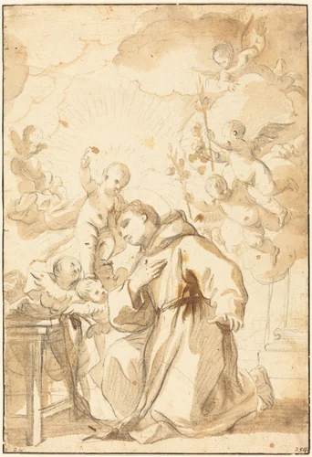 Saint Anthony of Padua by Luca Giordano, drawing, 1634-1705