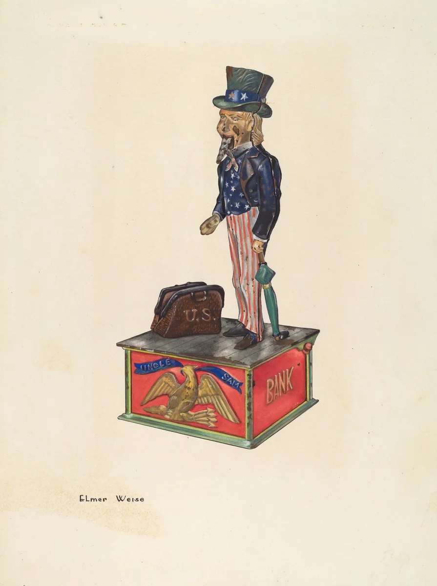 Toy Bank: Uncle Sam by Elmer Weise, index of american design, 1937