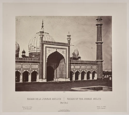 Facade of the Jummah Musjid, Delhi by Louis-Théophile Marie Rousselet, photograph, 1865-1870