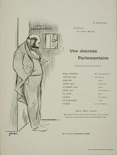 Theater Program for Une Journee Parlementaire by Jean-Louis Forain, print, 1893-1894