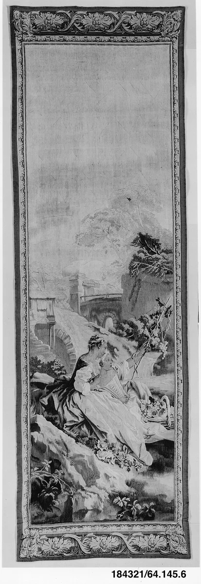 Girls with Grapes from a set of the Italian Village Scenes by François Boucher, textile, 1734-1762