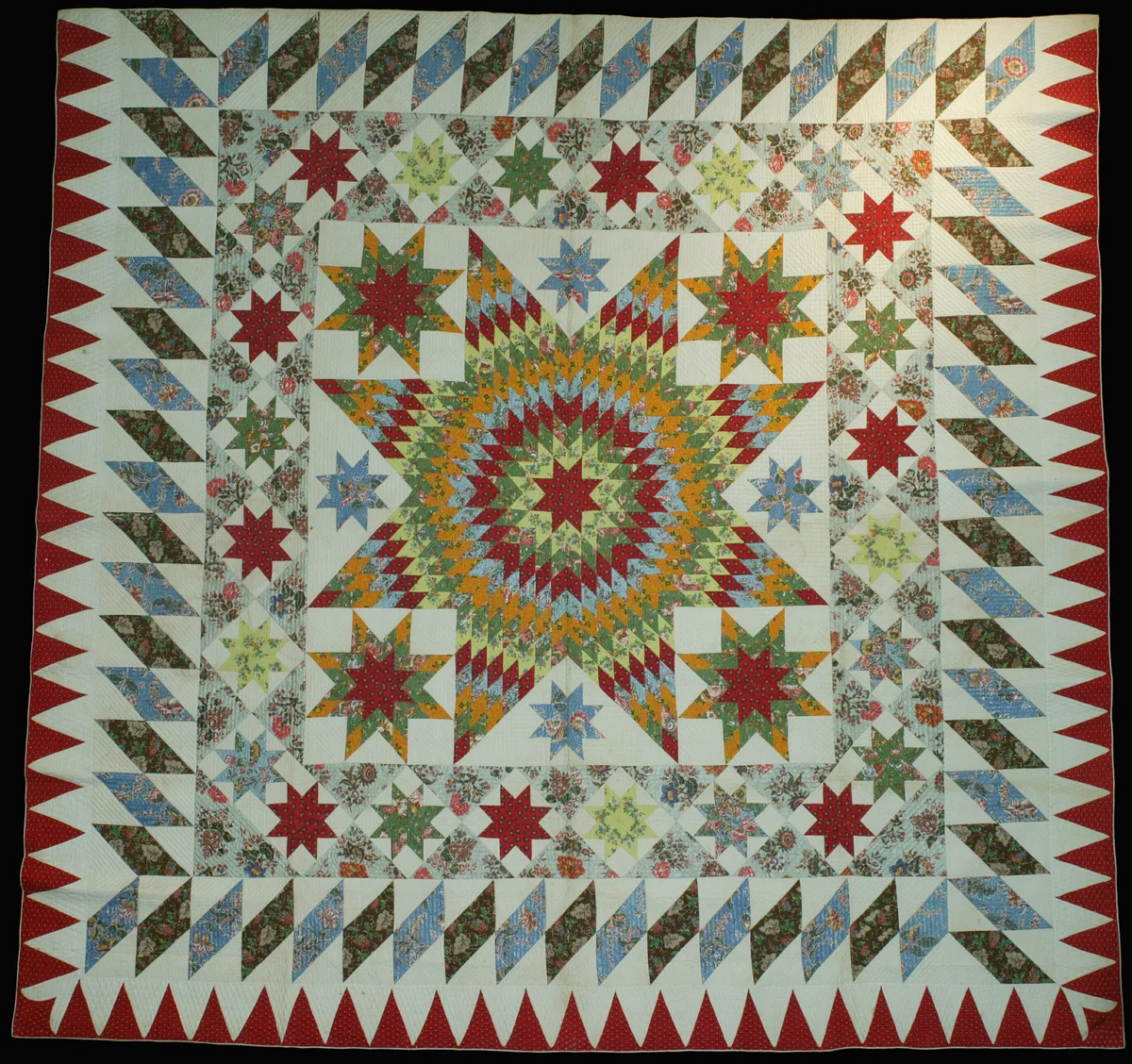 Bedcover (Star of Bethlehem Quilt) by Possibly Newburgh, textile, 1820-1840