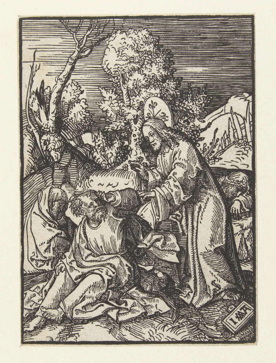 Christus wekt de slapende discipelen by Unknown, print, 1520-1521