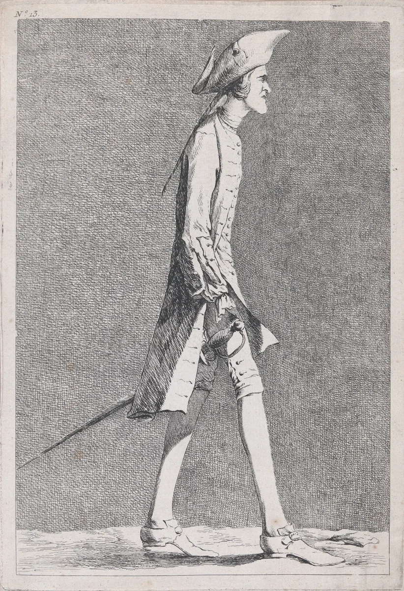 An Artist at the French Academy in Rome (?), pl. XIII from "Recueil de caricatures" by Ange Laurent de La Live de Jully, print, 1749-1759