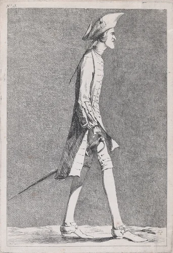 An Artist at the French Academy in Rome (?), pl. XIII from "Recueil de caricatures" by Ange Laurent de La Live de Jully, print, 1749-1759