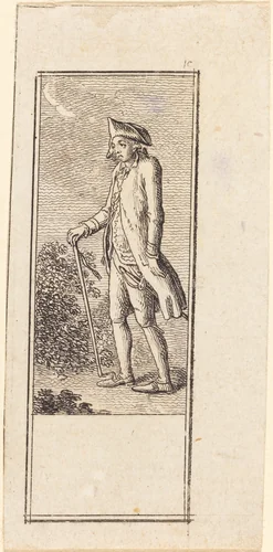 Young Man with Cane by Daniel Nikolaus Chodowiecki, print, 1784