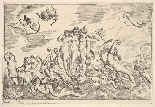 Triumph of Galatea by Pierre Brebiette, print, 1610-1642
