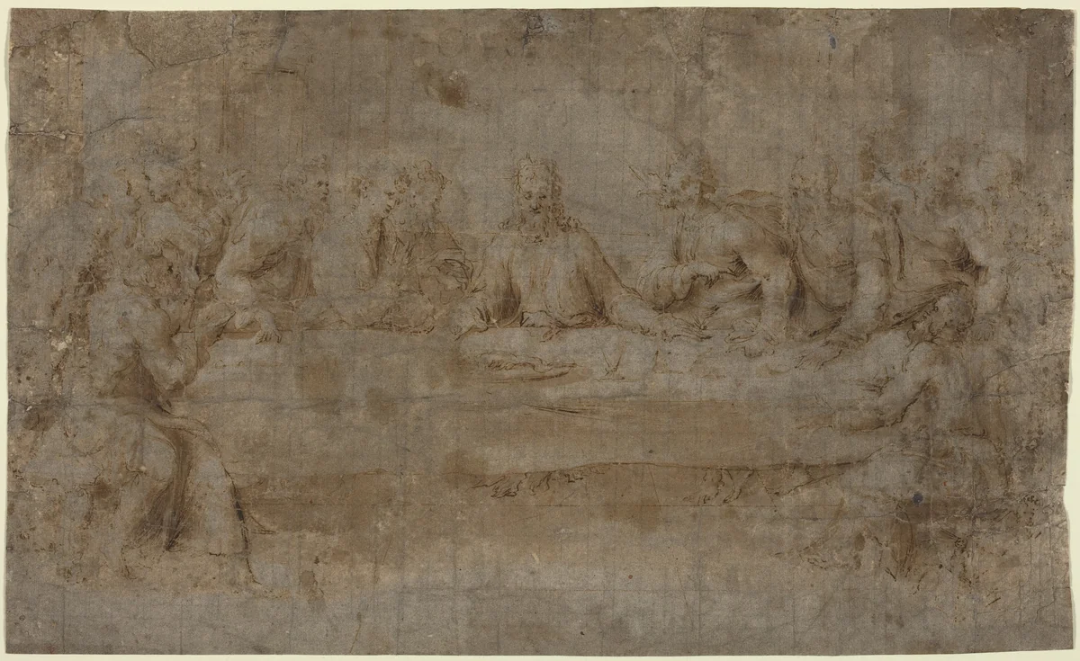 The Last Supper by None, drawing, 1525-1574