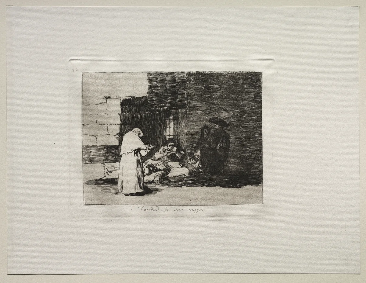 The Horrors of War: A Woman's Charity by Francisco de Goya, print, 1810-1820