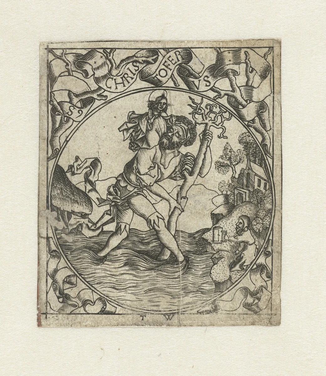 Heilige Christoffel by Unknown, print, 1520-1530