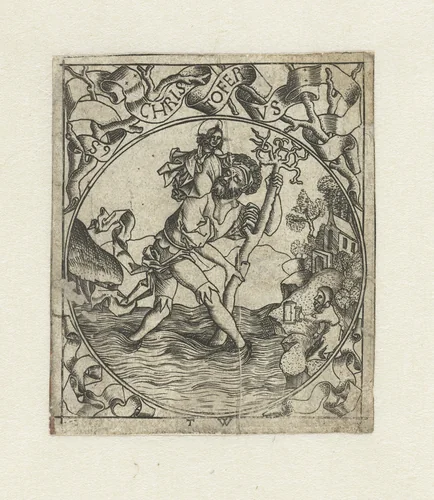 Heilige Christoffel by Unknown, print, 1520-1530