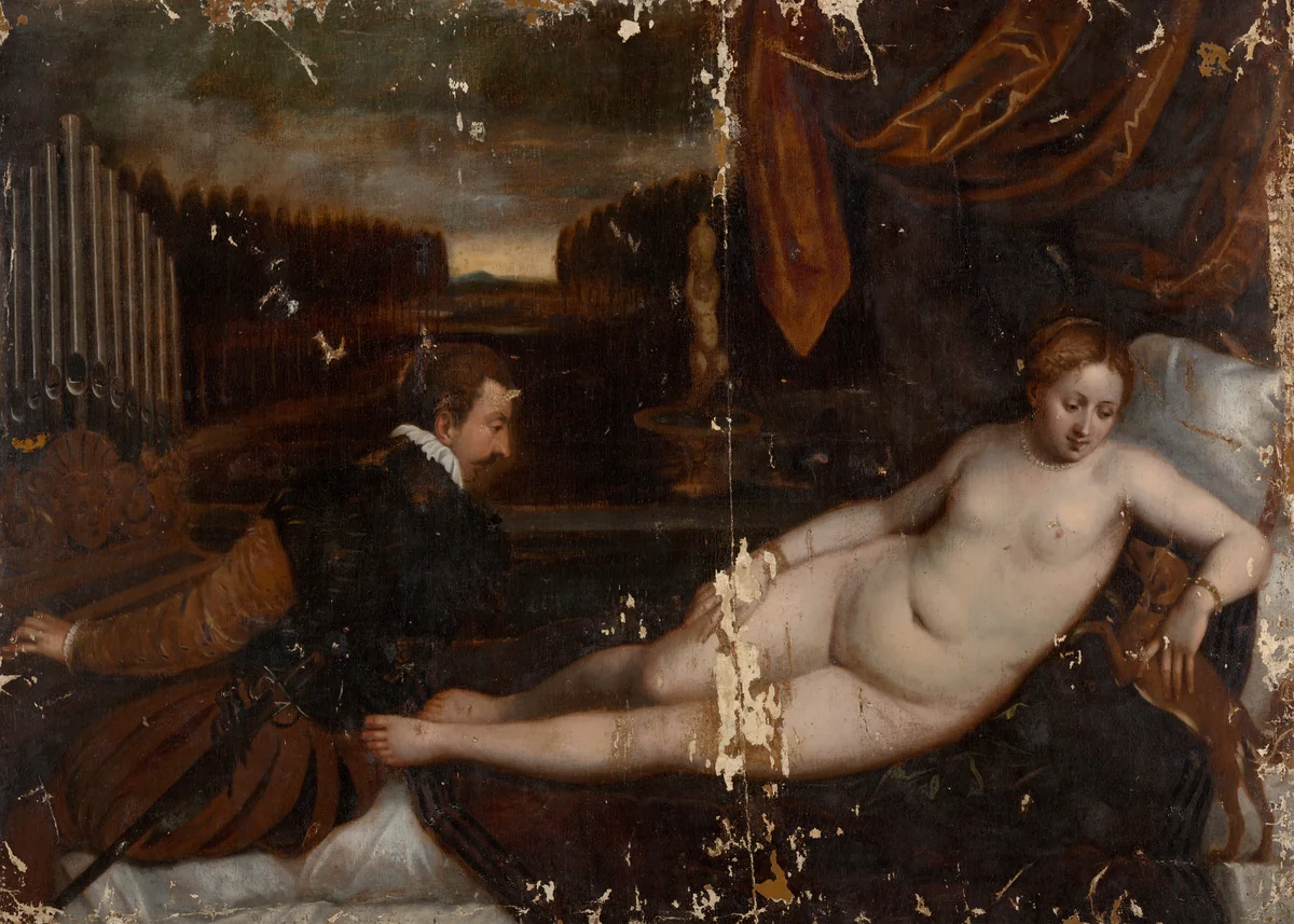Venus with an Organist and a Dog by Titian, painting