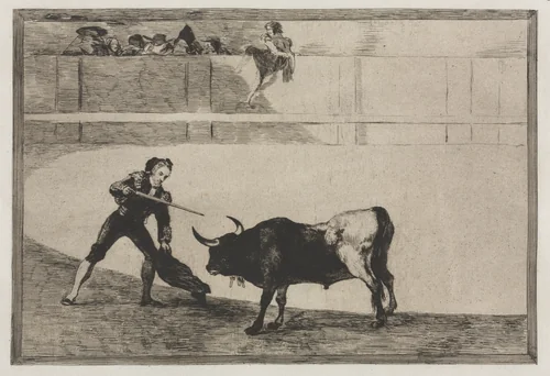 Bullfights: Pedro Romeo Killing the Halted Bull by Francisco de Goya, print, 1816-1876