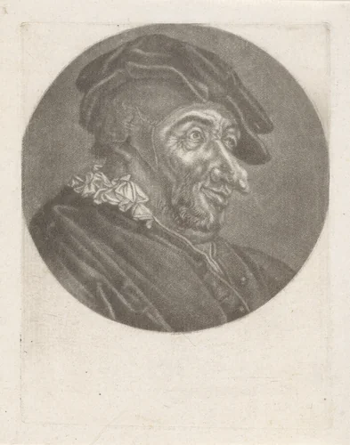 Kop van een man met een hoed en een neus met pukkels by anonymous, print, 1650-1800
